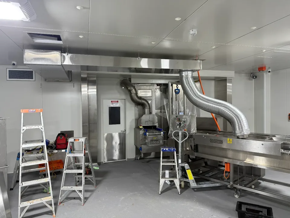Commercial kitchen ventilation and ductwork installation in progress